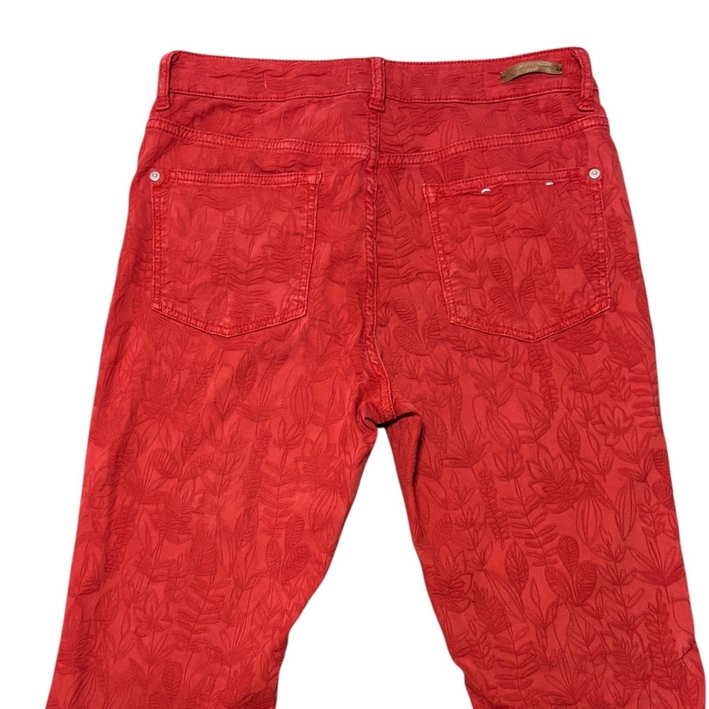 Pilcro and the Letterpress Anthropologie Red Floral Jacquard Skinny Boho Jean 30 - Picture 12 of 13